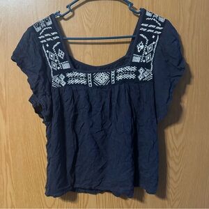 Hollister Navy Blue Embroidered Women's Top
